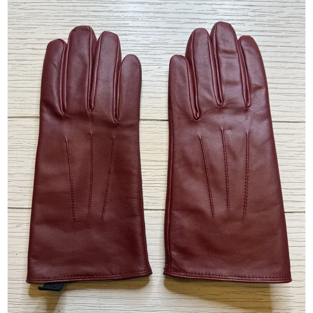 Isotoner Smart Touch S Women Wine Red Leather Gloves Orig. $58 New In Box. Glam - Picture 3 of 8